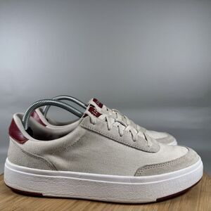 S Kizik Prague Mens Shoes Size Mens 8.5 Beige Canvas Sneakers Hands Free Lace Up